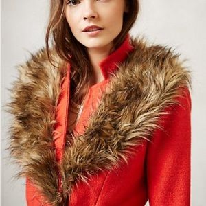 Plenty by Tracy Reese Orange Fur Coat Mantaigne Coat Size 2P NWT